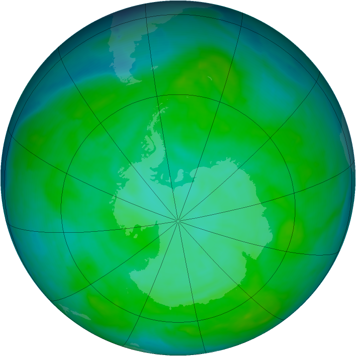 Antarctic ozone map for 16 December 2013